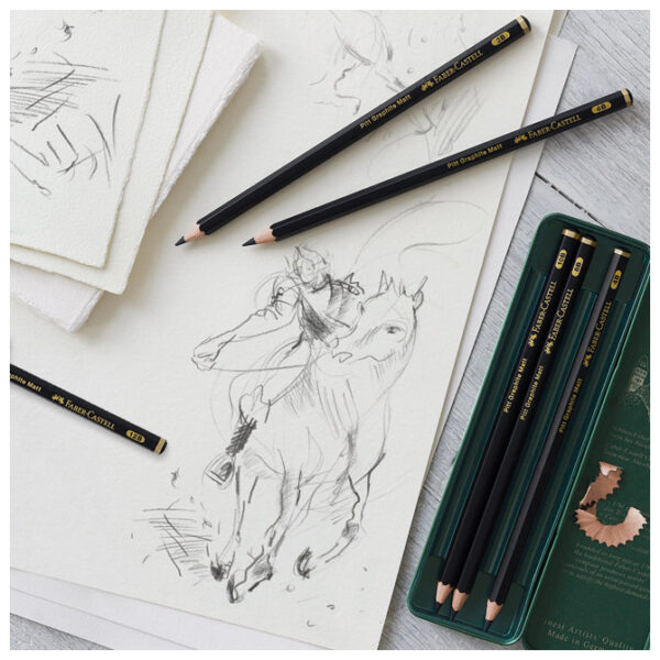 Olovka grafitna pk6 u metalnoj kutiji Pitt graphite matt Faber-Castell 115207 - Slika 4