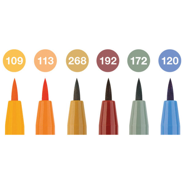 Set Pitt artist brush B  6boja Harvest Faber-Castell 167179 blister - Slika 3