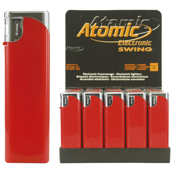 Upaljač elektronski sjajni Atomic Swing crveno/srebrni - Slika 2