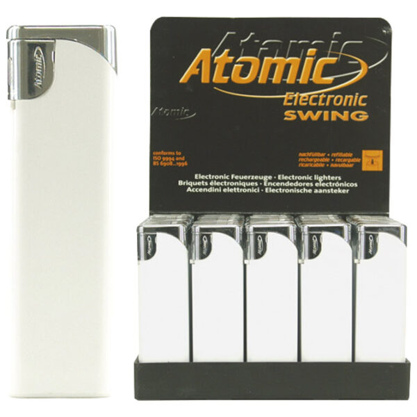 Upaljač elektronski sjajni Atomic Swing bijelo/srebrni - Slika 2