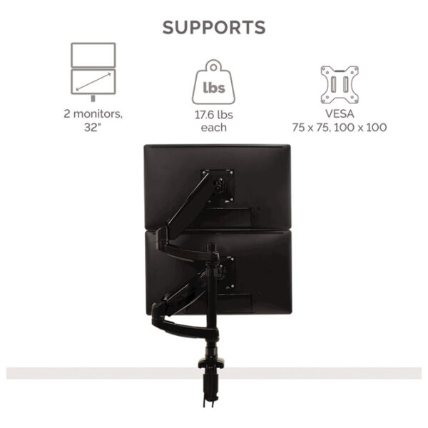Držač za monitor dvostruki okomiti Platinum Fellowes 8043401 crni - Slika 3