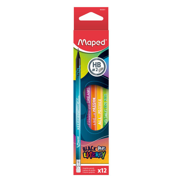 Grafitna olovka Maped Black Pep's Energy s gumicom HB MAP852001
