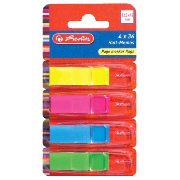 Blok zastavice samoljepljive 12,5x43 mm, 36 zastavica, 4 boje, folija, Herlitz
