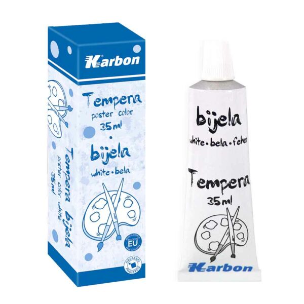 Boja tempera 35 ml aluminijska tuba, bijela, Karbon