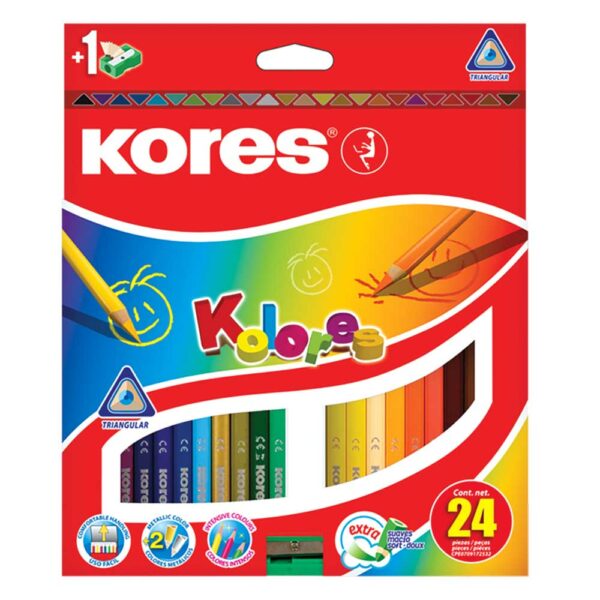 Bojice drvene Kores 24/1+šiljilo KOR100224