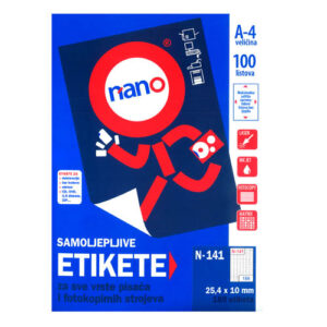 Etikete za laserske i ink-jet pisače, odljepljive Nano, N-141, 25,4x10 mm, 100/1