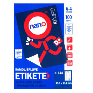Etikete za laserske i ink-jet pisače, odljepljive Nano, N-144, 45,7x21,2 mm, 100/1