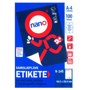 Etikete za laserske i ink-jet pisače, odljepljive Nano, N-145, 48,5x25,4 mm, 100/1