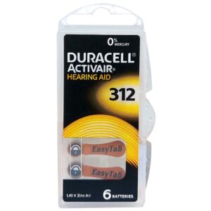 Baterija Duracell DA312, 1.4 V, baterije za slušni aparat, pakiranje 6/1