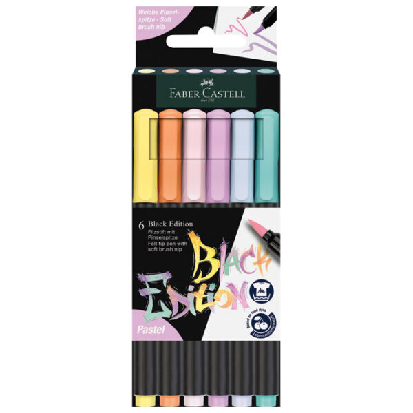 Flomaster brushpen  6boja Black Edition Faber Castell 116453 pastel blister