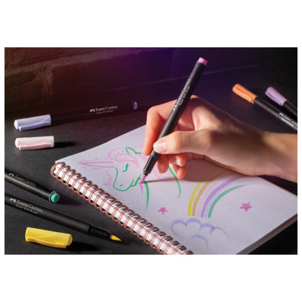 Flomaster brushpen  6boja Black Edition Faber Castell 116453 pastel blister - Slika 4