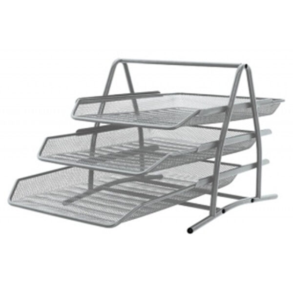 Stalak za spise s 3 ladice, žičani, srebrni, 350x273x262 mm