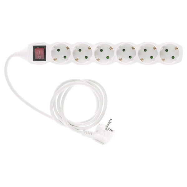 Kabel produžni s prekidačem 6rupa/3m Entac bijeli blister!!