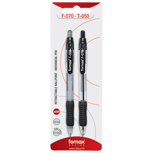 Set olovka kemijska F-070 grip+olovka tehnička T-050 Fornax sortirano blister!! - Slika 2