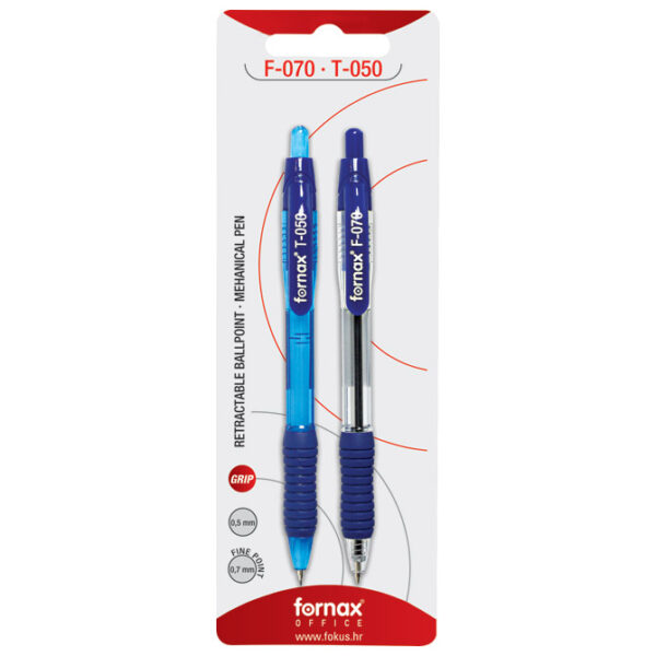 Set olovka kemijska F-070 grip+olovka tehnička T-050 Fornax sortirano blister!! - Slika 3