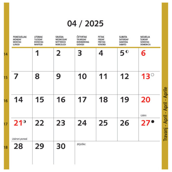 Kalendar "Igra boja 2025" 13 listova, spirala - Slika 3