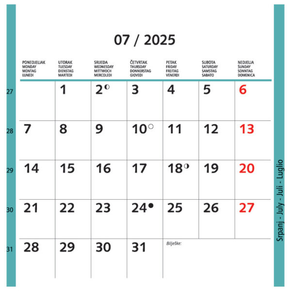 Kalendar "Igra boja 2025" 13 listova, spirala - Slika 9