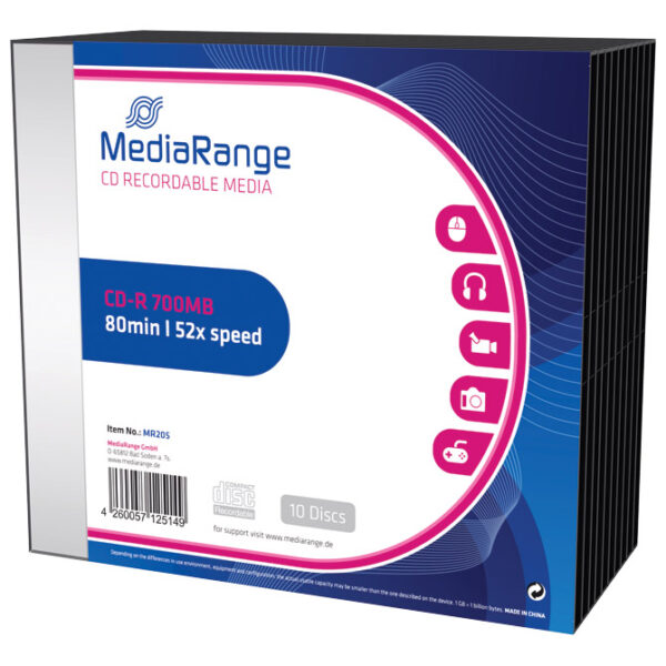 CD-R 700/80 52x slimcase pk10 MediaRange MR205!!