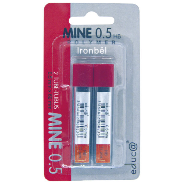 Mine 0,5 mm HB polymer pk2 Educa blister - Slika 2