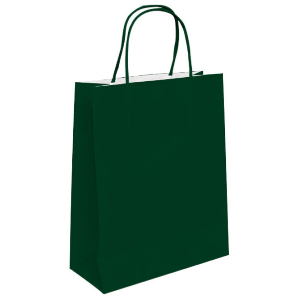 Vrećice ukrasne natron 22x31x10 cm pletena ručka pk50 Duga tamnozelene