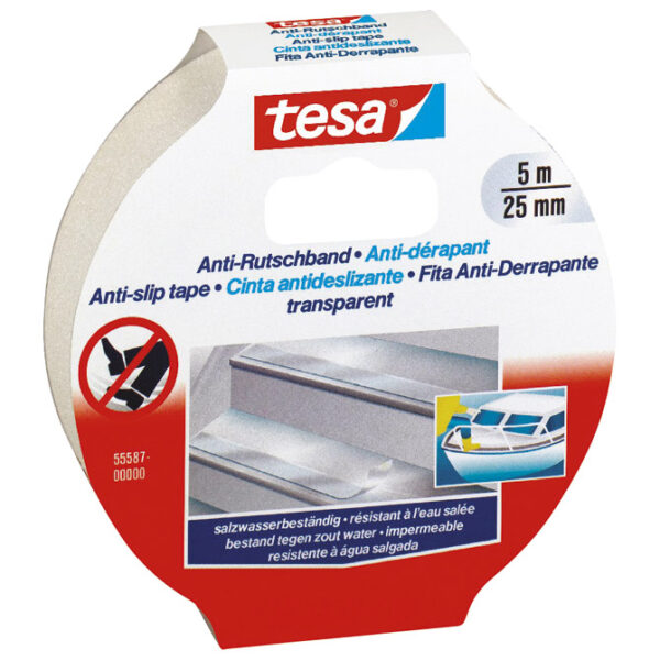 Traka ljepljiva antiklizna 25 mm/5m Tesa 55587 bijela blister