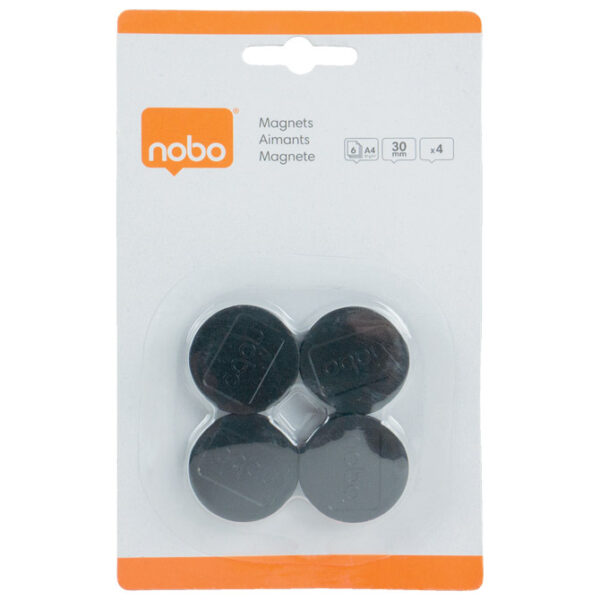 Magnet fi-30 mm pk4 Nobo 1901448 crni blister - Slika 2