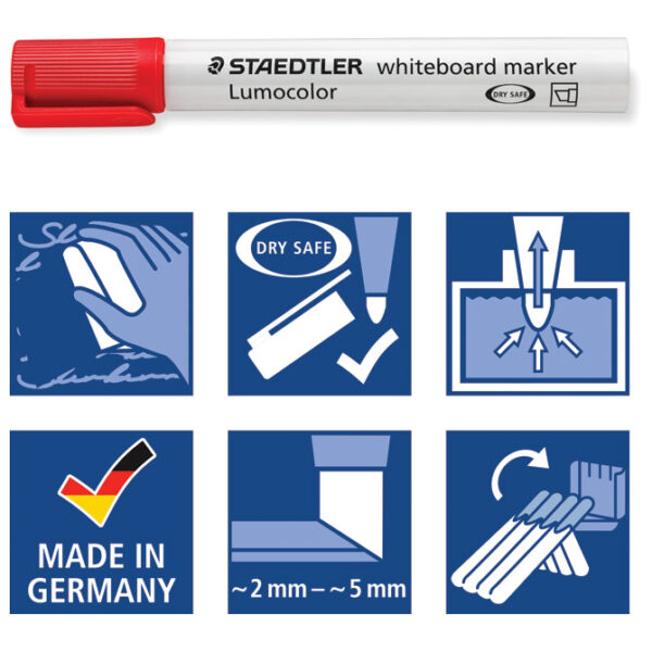 Marker za bijelu ploču 2-5 mm reciklirani Lumocolor Staedtler 351 B-2 crveni - Slika 4