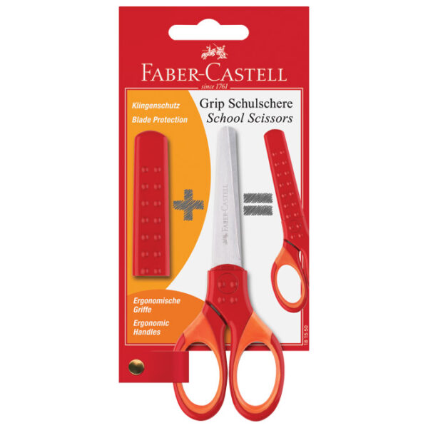 Škare školske 13 cm oble sa zaštitom Grip Faber-Castell 1815 sortirano blister - Slika 4