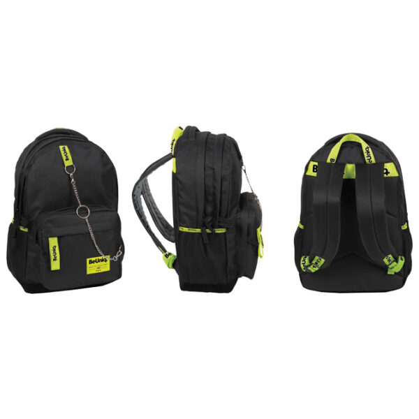 Ruksak školski BeUniq PPY21-228 crni-fluorescentno žuti!! - Slika 2