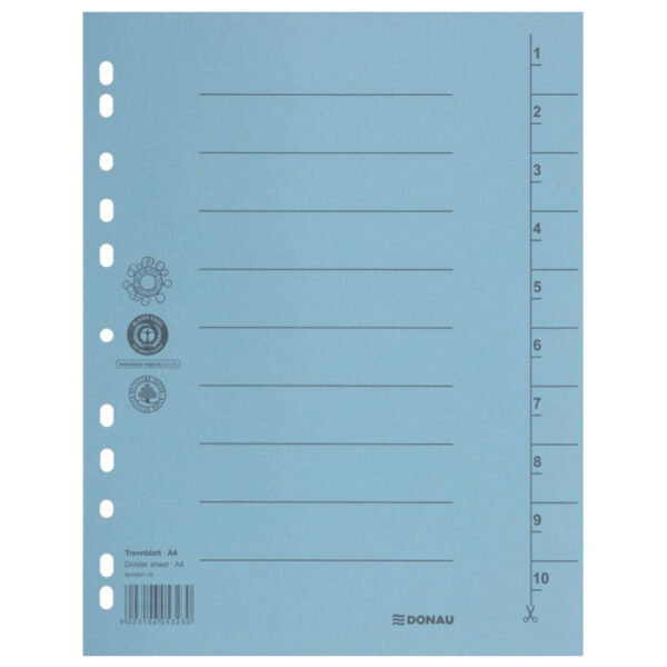 Pregrada kartonska A4 250g pk100 Donau 8610001-10 plava - Slika 2