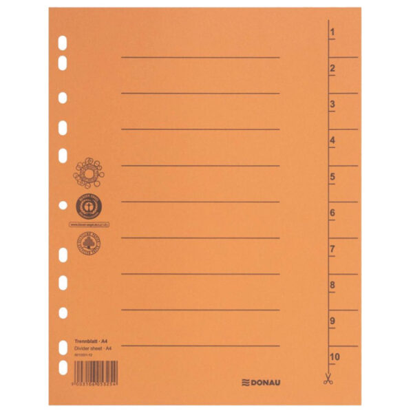 Pregrada kartonska A4 250g pk100 Donau 8610001-12 narančasta - Slika 2