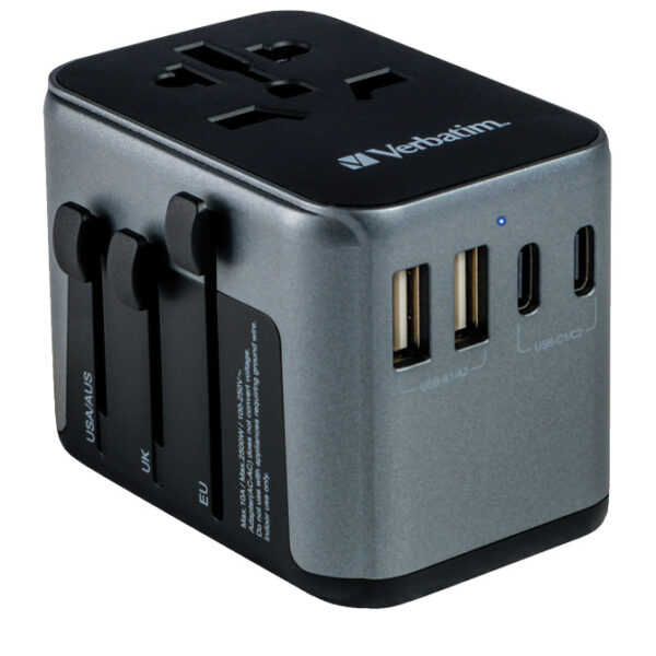 Adapter-punjač univerzalni putni za mobitele,tablete.... USB-C PD & QC, 2 USB-C, 2 USB-A Verbatim 49545 - Slika 3
