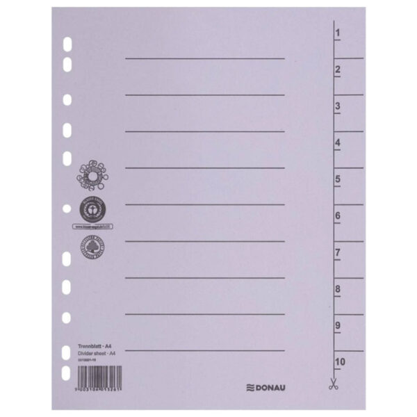 Pregrada kartonska A4 250g pk100 Donau 8610001-13 siva!! - Slika 2