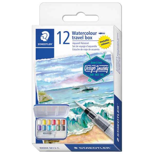 Boja vodena 12boje u metalnoj kutiji Travel box Design Journey Staedtler 888M M12-C - Slika 2