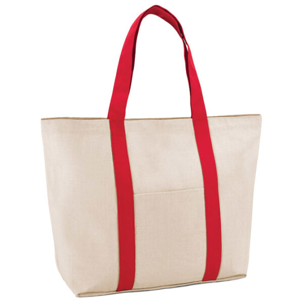 Torba platnena za plažu Stricker VILLE 92824105 natur/crvena