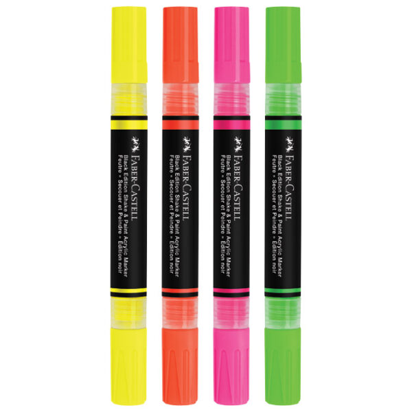 Marker akrilni obostrani Shake&Paint Neon Faber Castell 285505/4boje blister - Slika 3