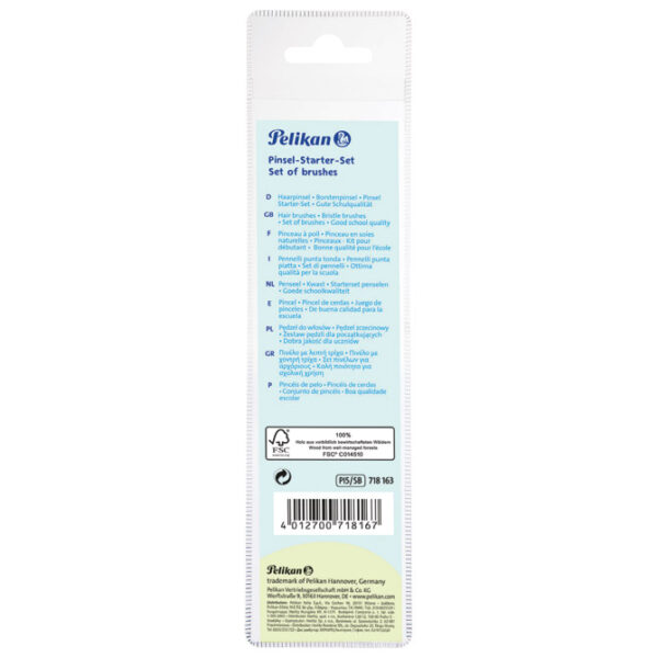 Kist za vodene boje 2,4,6+tempere 6,10 u pvc vrećici Pelikan 718163 (400142597) blister - Slika 2