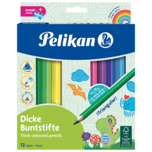 Boje drvene  12boja trokutaste Jumbo+šiljilo Pelikan 700160 (300001182) blister