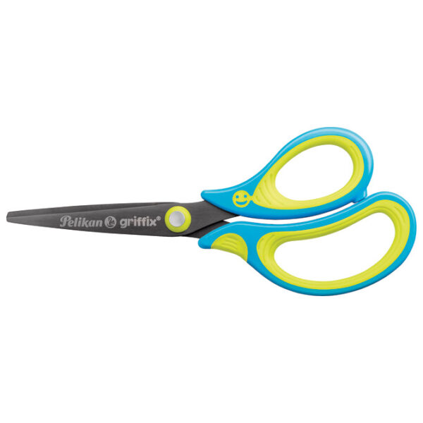 Škare školske 15 cm Griffix Pelikan 810241 (100401654) neon plavo-žute blister - Slika 3