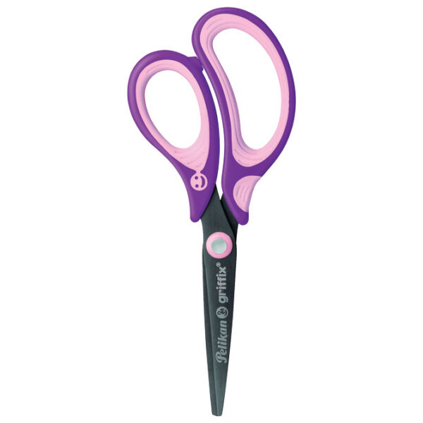 Škare školske 15 cm Griffix Pelikan 819107 (300009550) rozo-ljubičaste blister - Slika 4