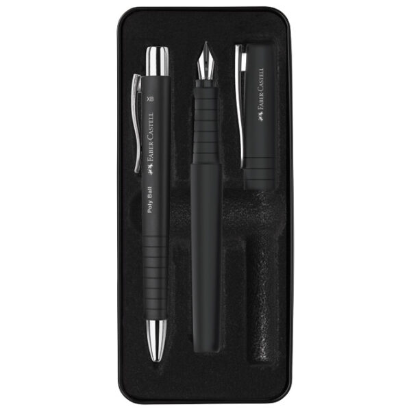 Garnitura olovka kemijska+nalivpero Poly u met.kut. Faber Castell 241050 crna