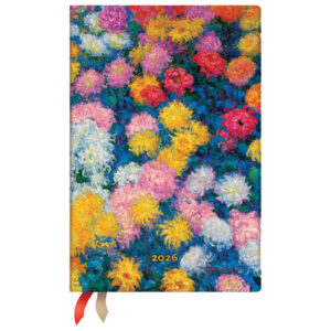 Planer tjedni 2026-9,5x14cm-mini horizontalni s gumicom Monet’s Chrysanthemums Paperblanks DE0732-7