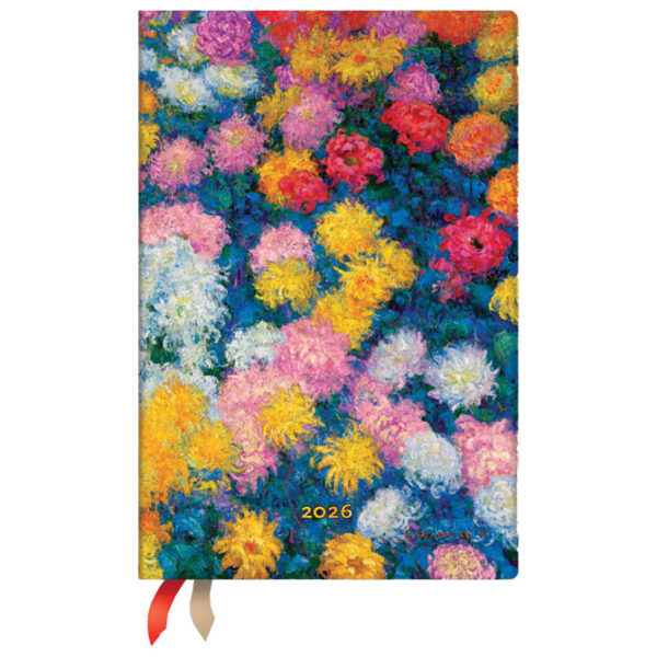 Planer tjedni 2026-9,5x14cm-mini horizontalni s gumicom Monet’s Chrysanthemums Paperblanks DE0732-7