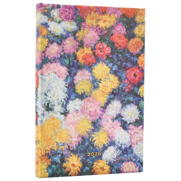 Planer tjedni 2026-9,5x14cm-mini horizontalni s gumicom Monet’s Chrysanthemums Paperblanks DE0732-7 - Slika 2
