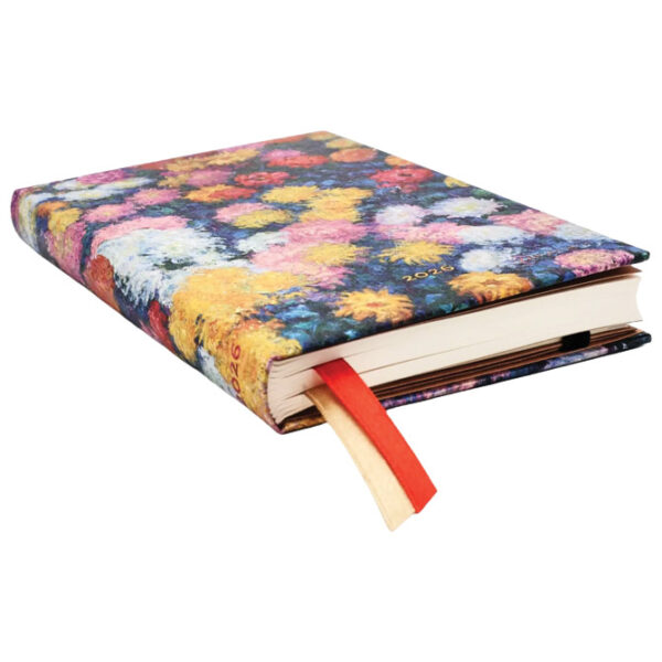 Planer tjedni 2026-9,5x14cm-mini horizontalni s gumicom Monet’s Chrysanthemums Paperblanks DE0732-7 - Slika 3