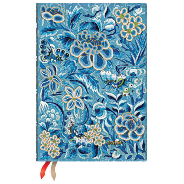 Planer tjedni 2026-12,5x17,5cm-midi horizontalni s gumicom Blue Willow Flexi Paperblanks FE0836