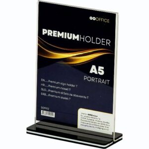 Nosač obavijesti T - A5 Premium 149x80x211 mm, na crnoj podlozi