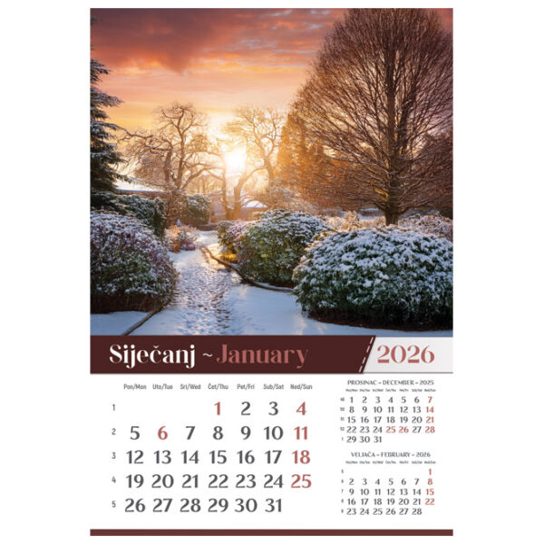 Kalendar "Vrtovi 2026" 13 listova, spirala - Slika 2