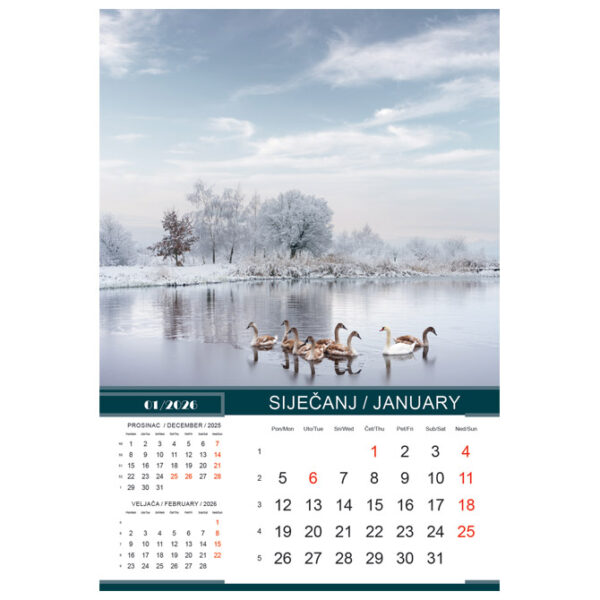 Kalendar "Priroda 2026" 13 listova, spirala - Slika 2