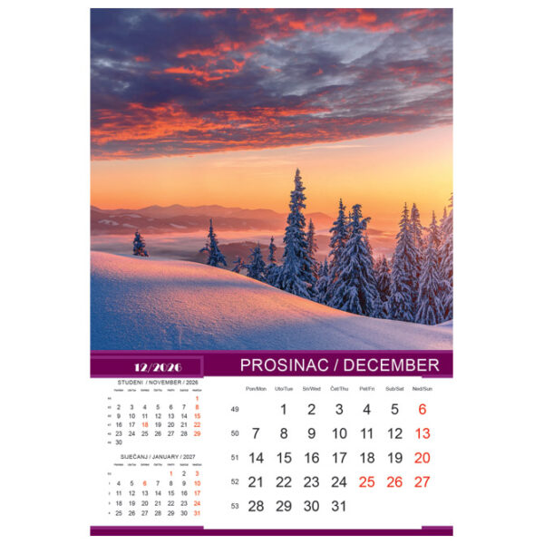 Kalendar "Priroda 2026" 13 listova, spirala - Slika 5